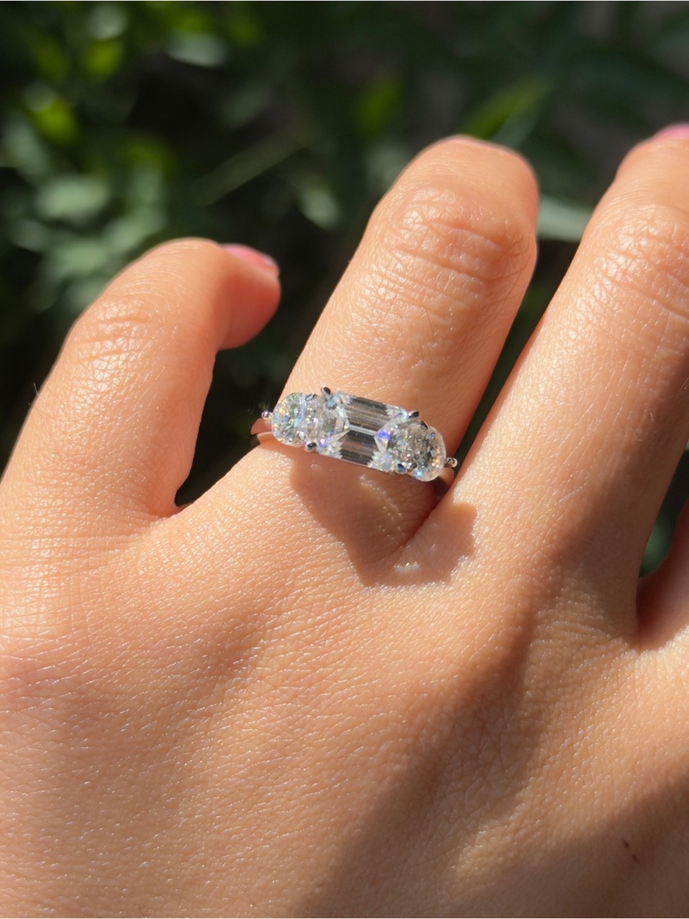 3cttw emerald and round cut moissanite vvs1 promise ring sz 6
